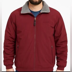 L.L. Bean Men’s L Tall Thinsulate Jacket Burgundy Red Fleece Lined Zip Coat Y2K